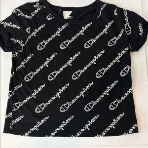 Champion Black Short Sleeve Tee with White Logo